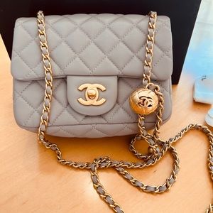 Chanel Pearl Crush Mini Flap Bag - Gray Lambskin